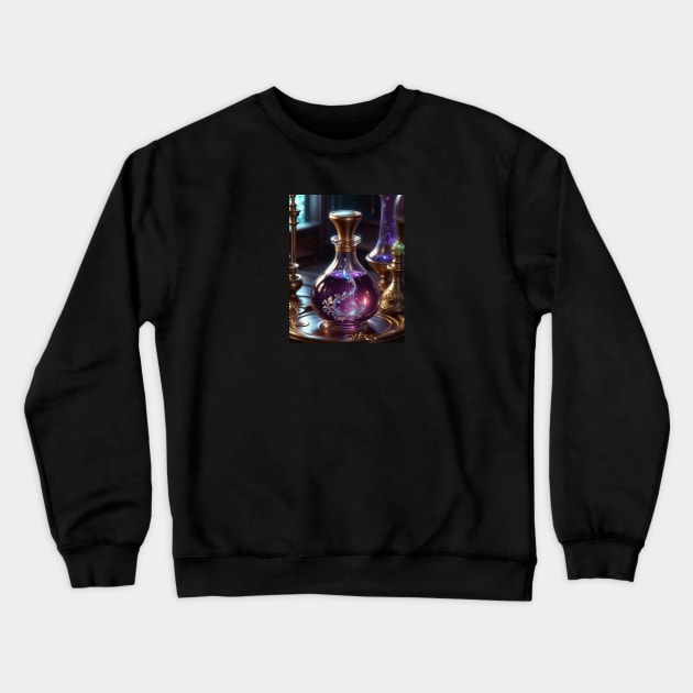 Purple elixir in bottle Crewneck Sweatshirt by AnnArtshock